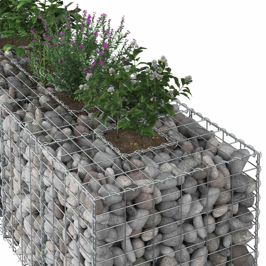 Gabion Verhoogd Bed Zilver 180 x 60 x 55 cm