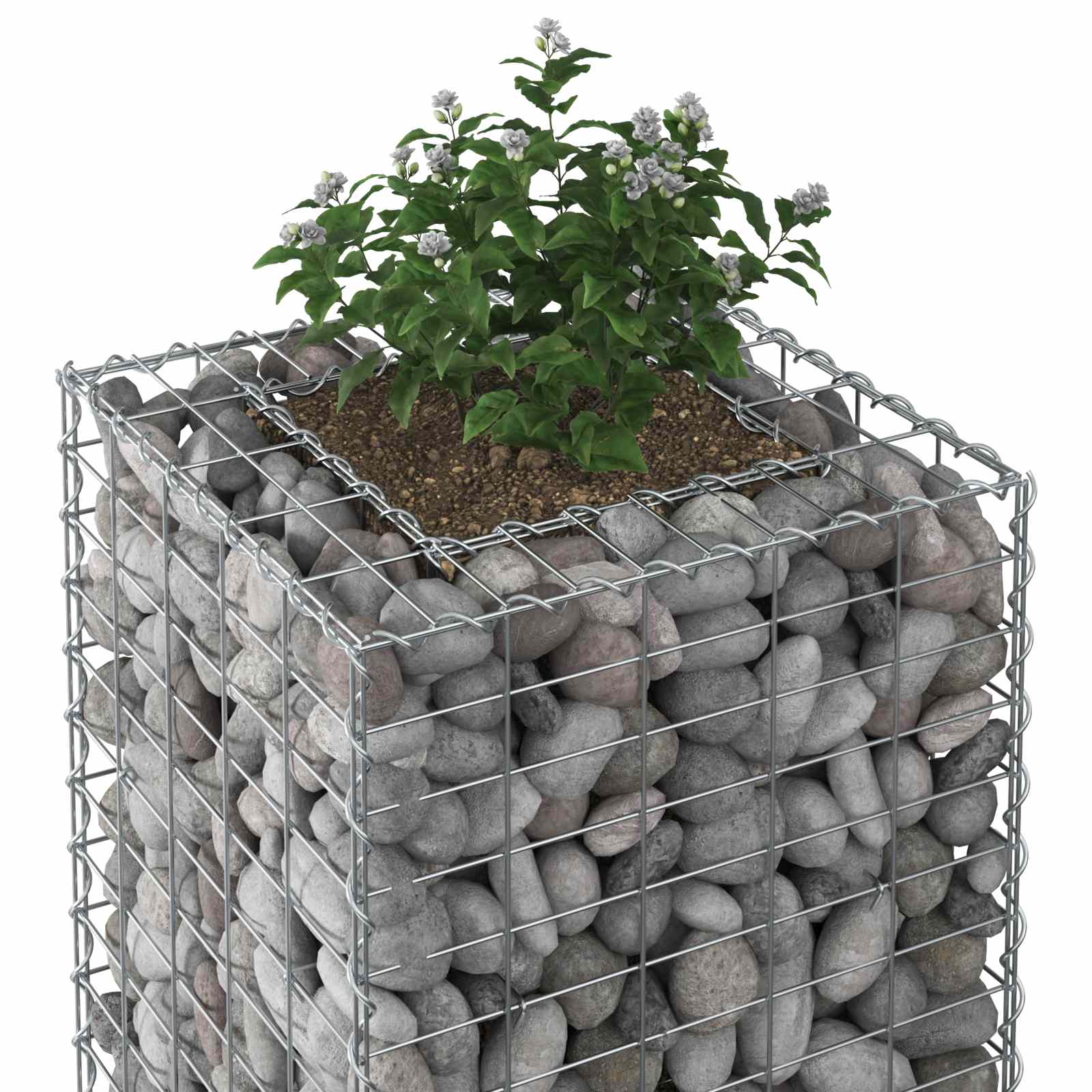 Gabion Verhoogd Bed Zilver 50 x 50 x 80 cm Gegalvaniseerd staal