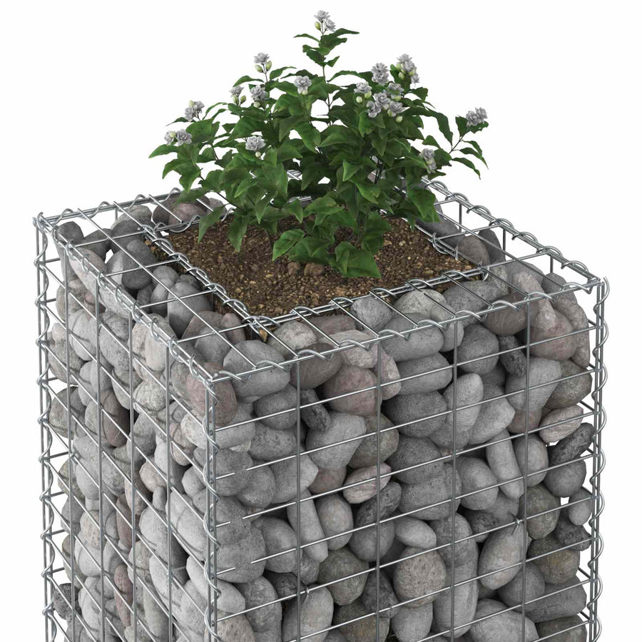 Gabion Verhoogd Bed Zilver 50 x 50 x 80 cm Gegalvaniseerd staal