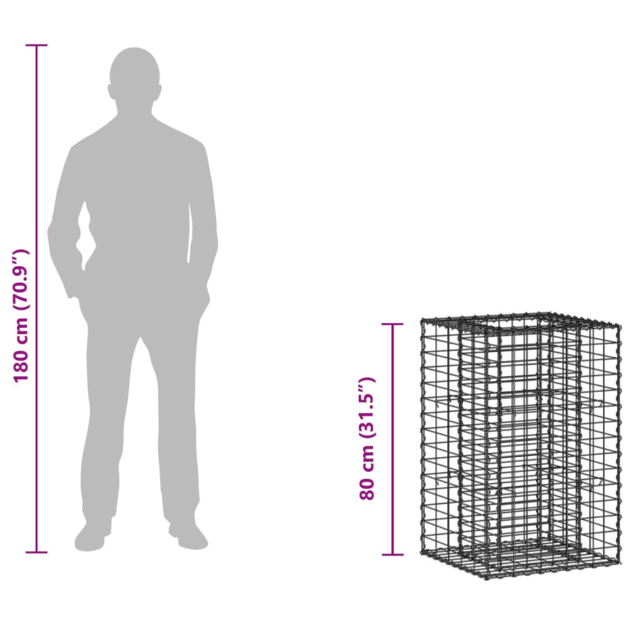 Gabion Verhoogd Bed Zilver 50 x 50 x 80 cm Gegalvaniseerd staal