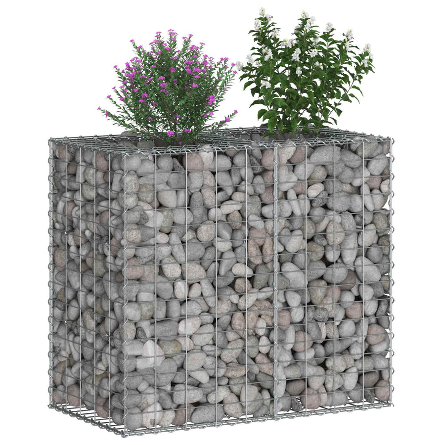 Gabion Verhoogd Bed Zilver 90 x 50 x 80 cm Gegalvaniseerd staal