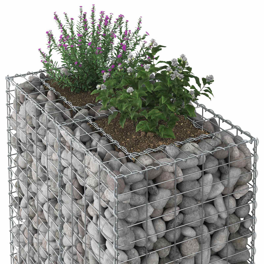 Gabion Verhoogd Bed Zilver 90 x 50 x 80 cm Gegalvaniseerd staal