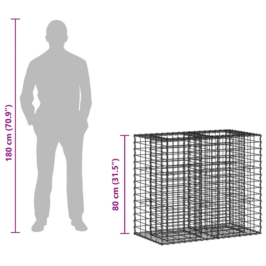 Gabion Verhoogd Bed Zilver 90 x 50 x 80 cm Gegalvaniseerd staal