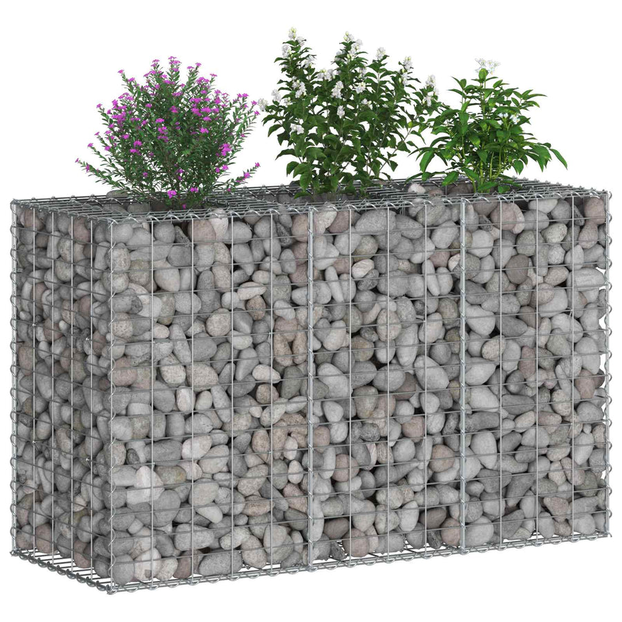 Gabion Verhoogd Bed Zilver 130 x 50 x 80 cm