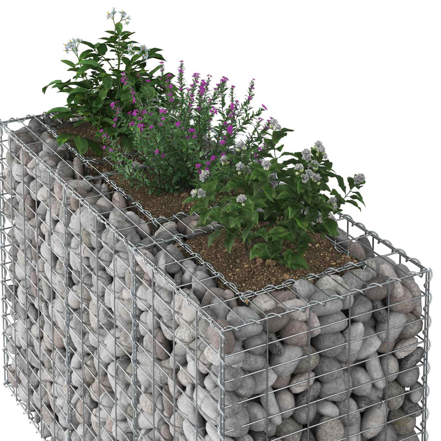 Gabion Verhoogd Bed Zilver 130 x 50 x 80 cm