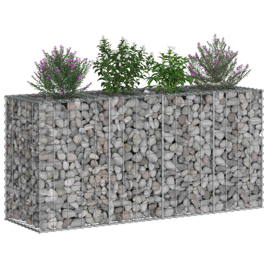 Gabion Verhoogd Bed Zilver 170 x 50 x 80 cm