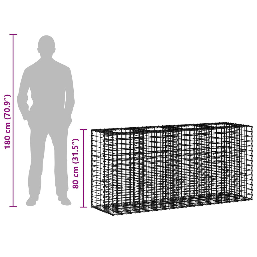 Gabion Verhoogd Bed Zilver 170 x 50 x 80 cm
