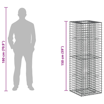 Gabion Verhoogd Bed Zilver 50 x 50 x 150 cm