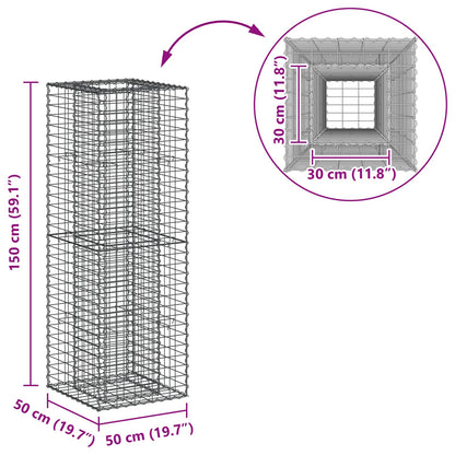 Gabion Verhoogd Bed Zilver 50 x 50 x 150 cm