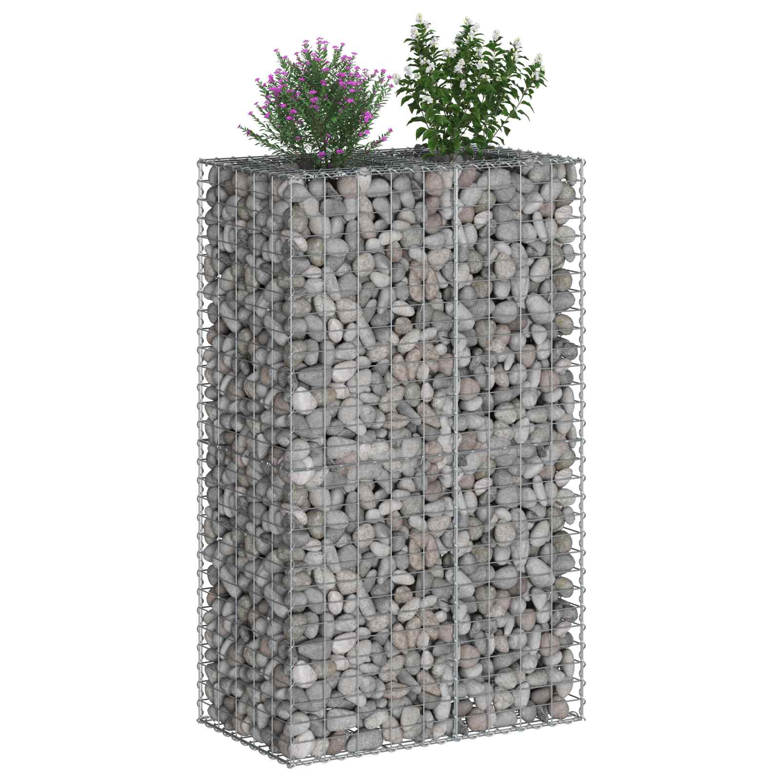 Gabion Verhoogd Bed Zilver 90 x 50 x 150 cm