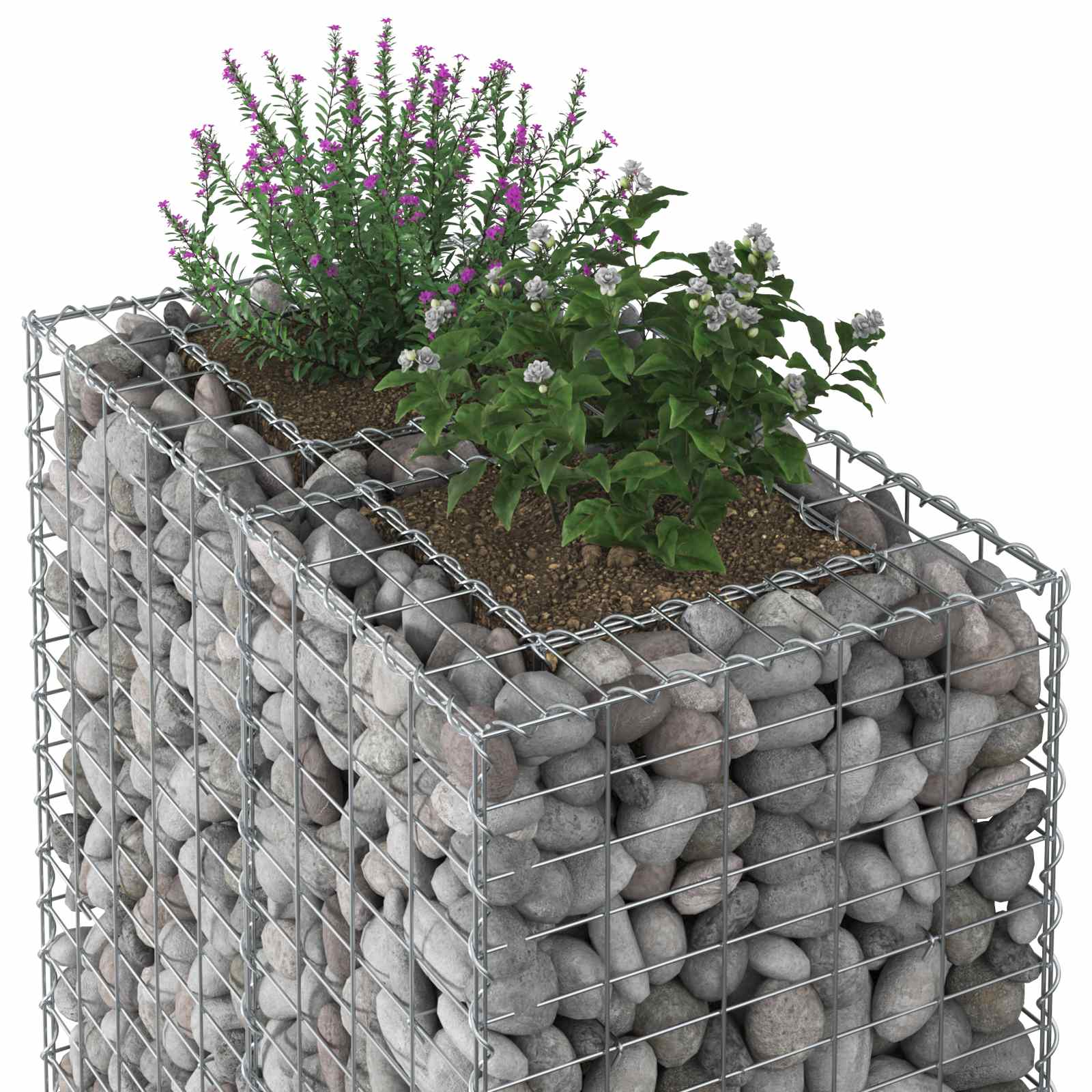 Gabion Verhoogd Bed Zilver 90 x 50 x 150 cm