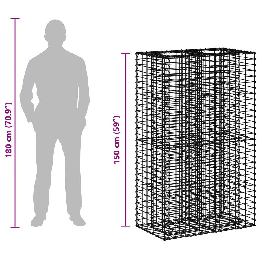 Gabion Verhoogd Bed Zilver 90 x 50 x 150 cm