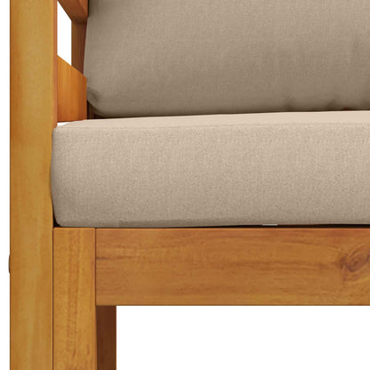 Hoekbank met kussens 2 st 2-zits Massief Acaciahout Naturel