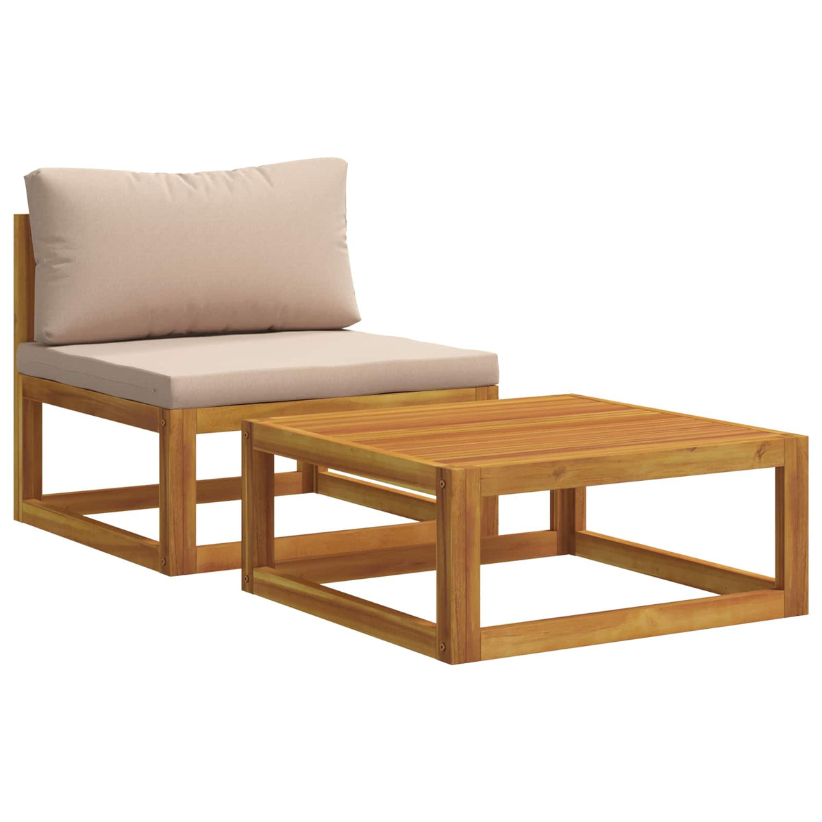 Modulaire bankset met kussens 2 st Massief Acaciahout Naturel