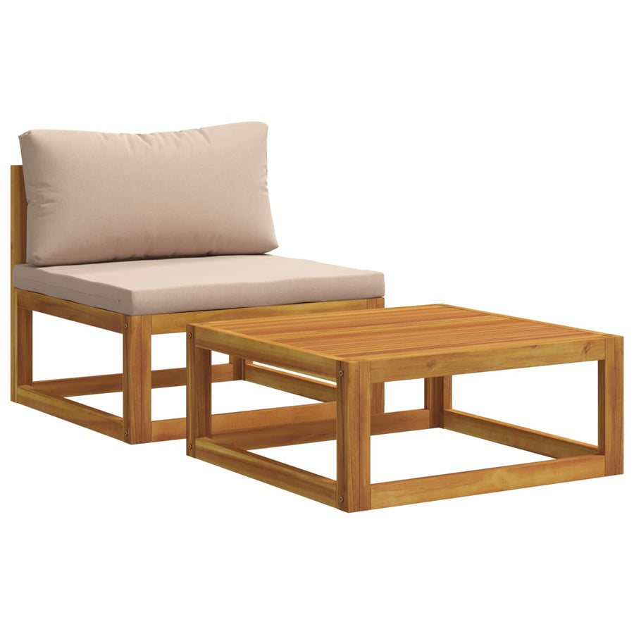 Modulaire bankset met kussens 2 st Massief Acaciahout Naturel