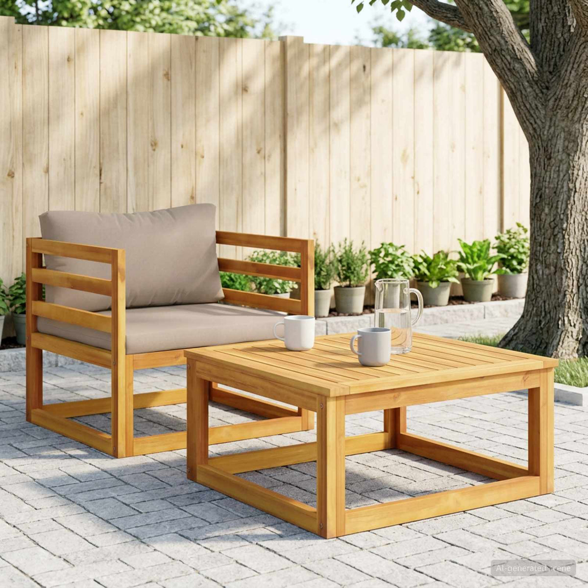Modulaire fauteuil met kussens Massief Acaciahout Naturel