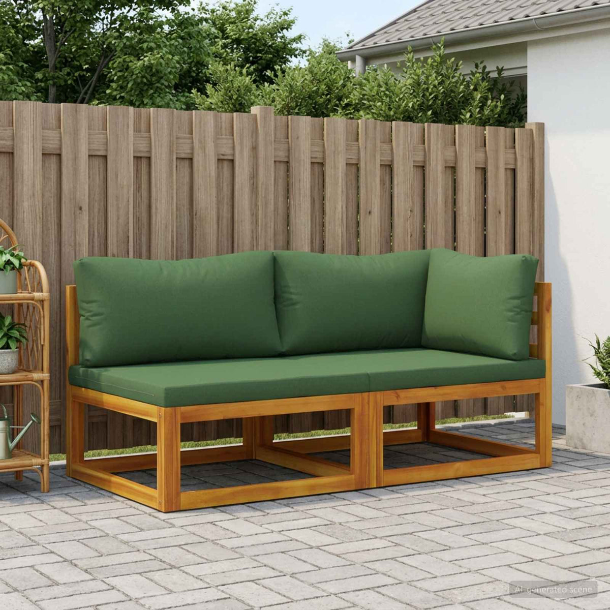 Modulaire bankset met kussens 2 st 2-zits Massief Acaciahout