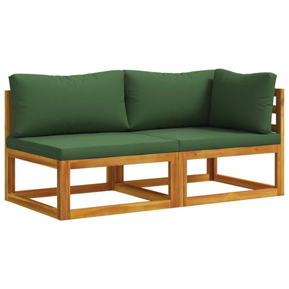 Modulaire bankset met kussens 2 st 2-zits Massief Acaciahout