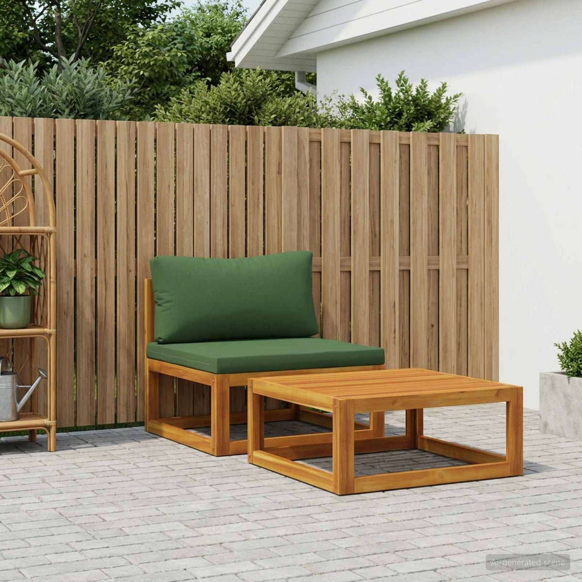 Modulaire bankset met kussens 2 st Massief Acaciahout Naturel
