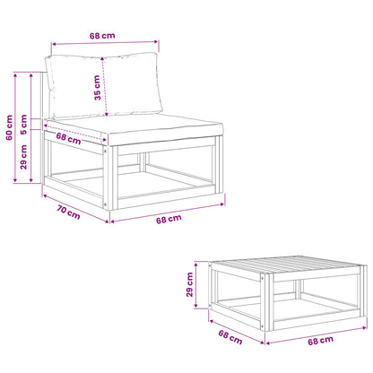 Modulaire bankset met kussens 2 st Massief Acaciahout Naturel