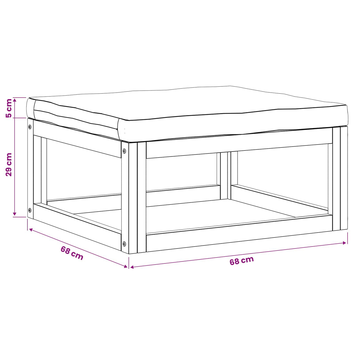 Modulaire voetensteun met kussens Massief Acaciahout Naturel