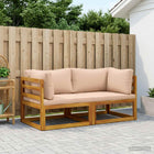 Hoekbank massief acaciahout 2 personen naturel beige