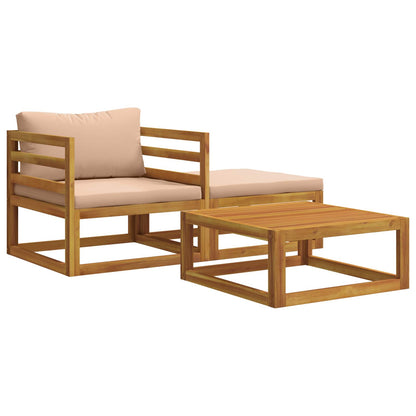 Modulaire bankset met kussens 3 st 2-zits Massief Acaciahout