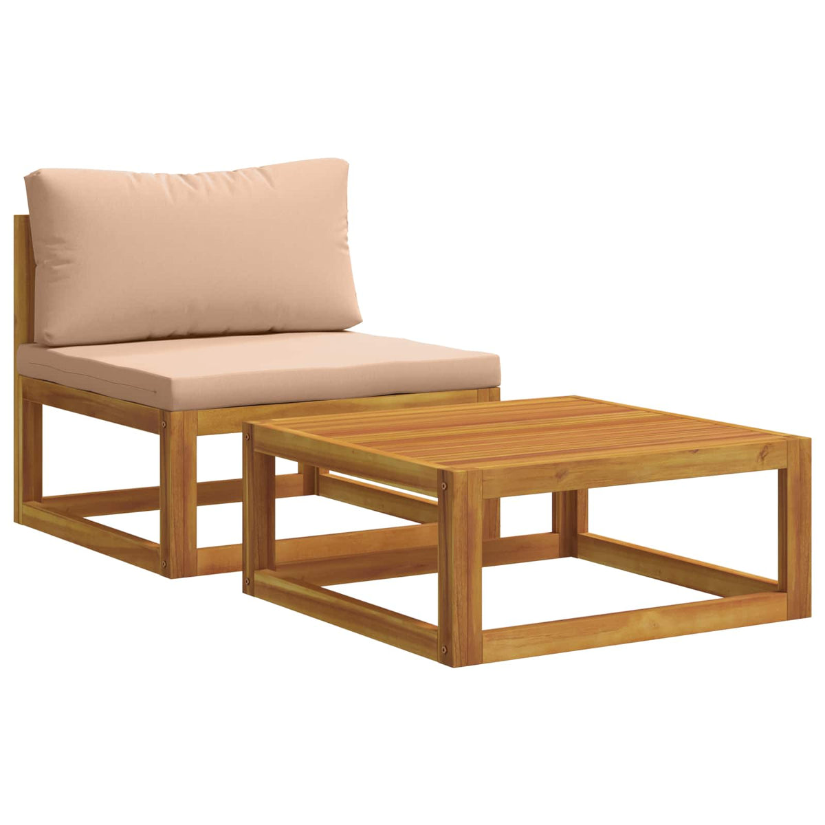 Modulaire bankset met kussens 2 st Massief Acaciahout Naturel