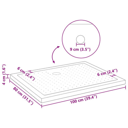 Douche Basis Tray met Dots 100 x 80 x 4 cm ABS Zwart