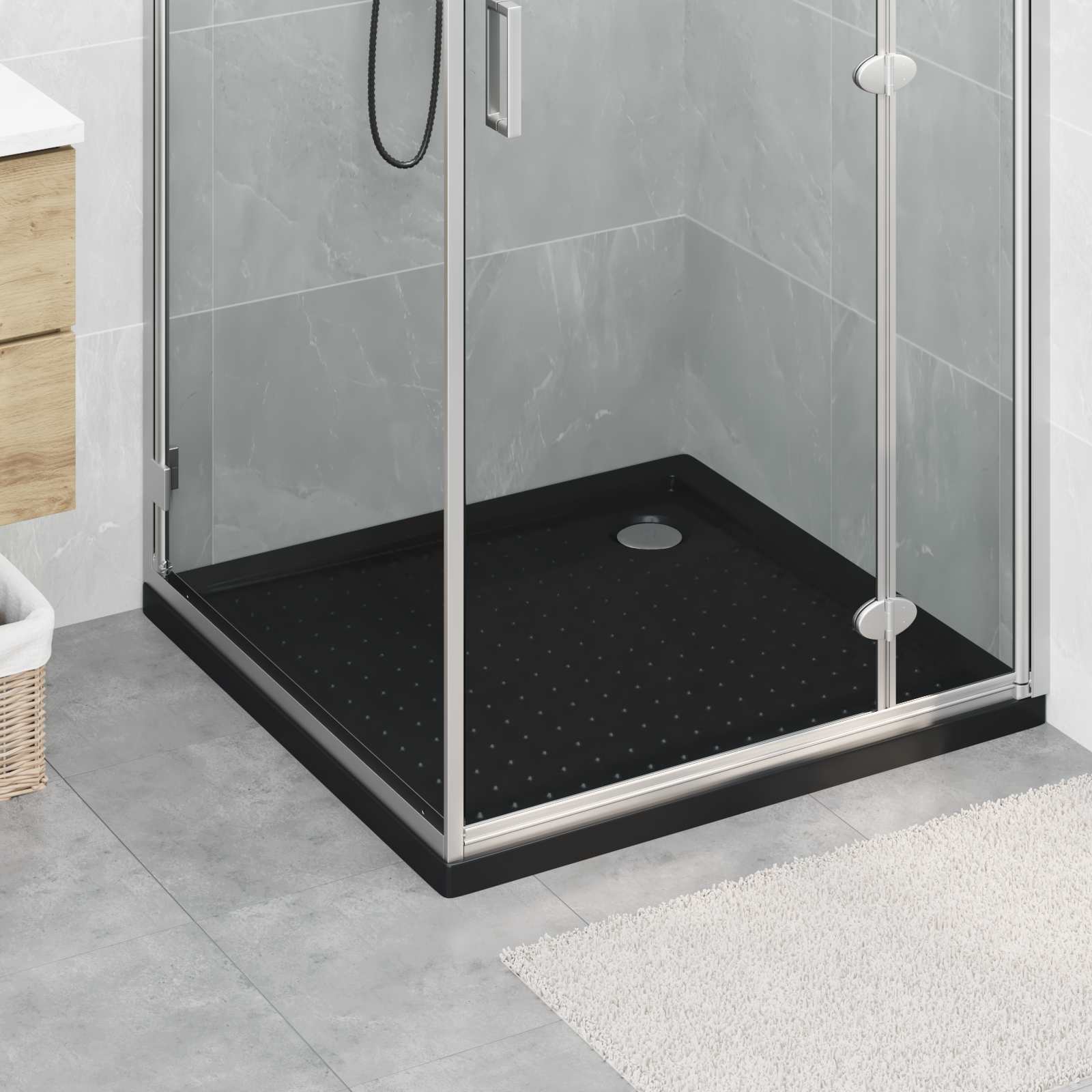 Douche Basis Tray met Dots 90 x 90 x 4 cm ABS Zwart