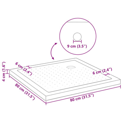 Douche Basis Tray met Dots 80 x 80 x 4 cm ABS Zwart