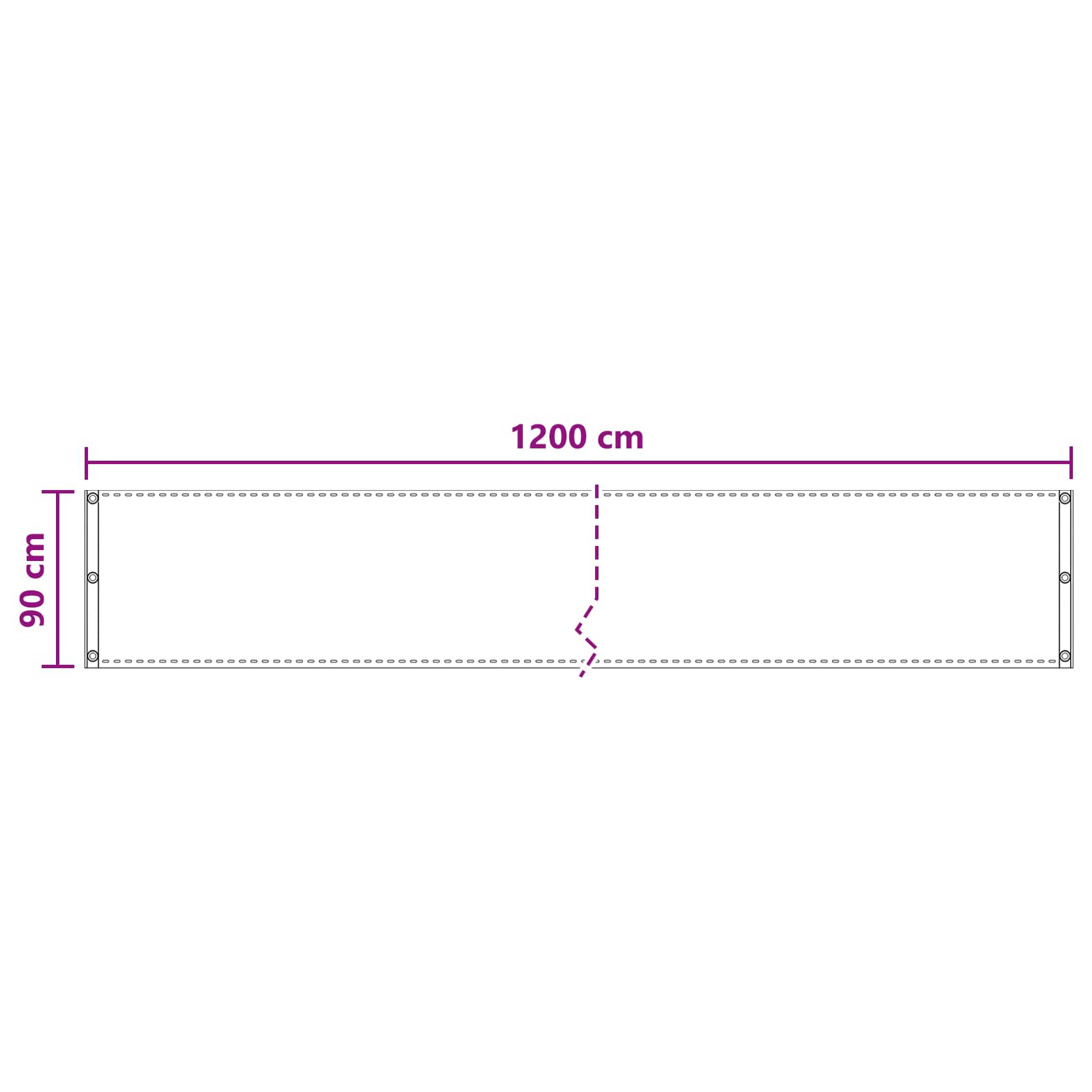 Balkon Scherm Antracietkleurig 90 x 1200 cm HDPE en Aluminium