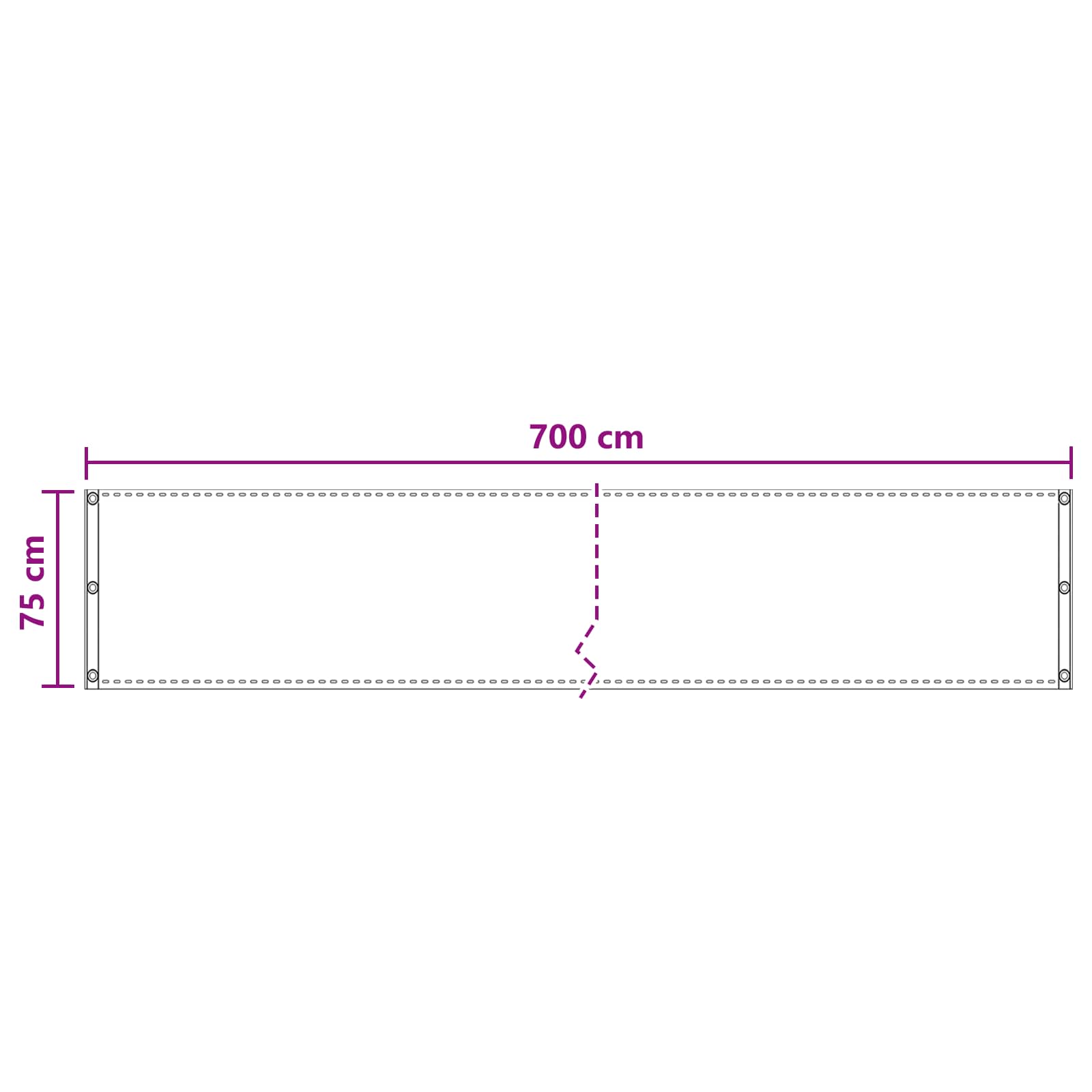 Balkon Scherm Wit 75 x 700 cm HDPE en Aluminium