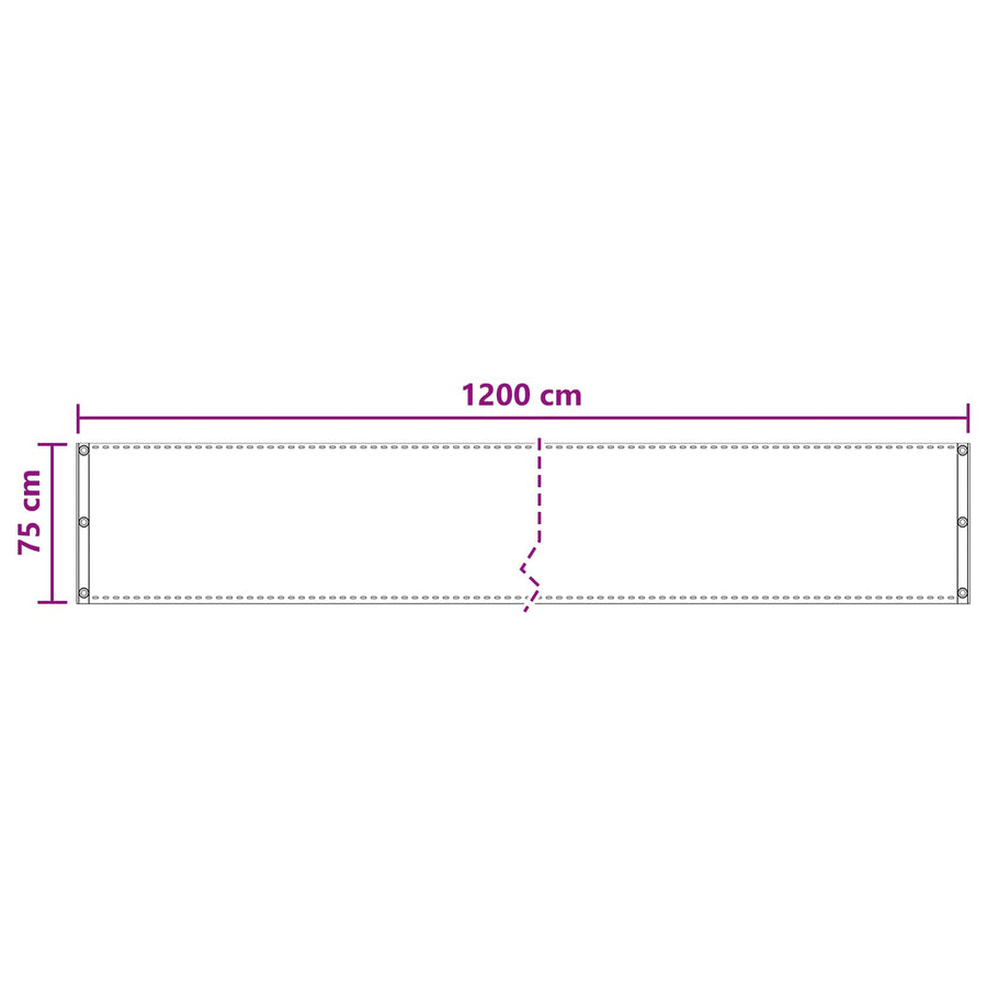Balkon Scherm Wit 75 x 1200 cm HDPE en Aluminium