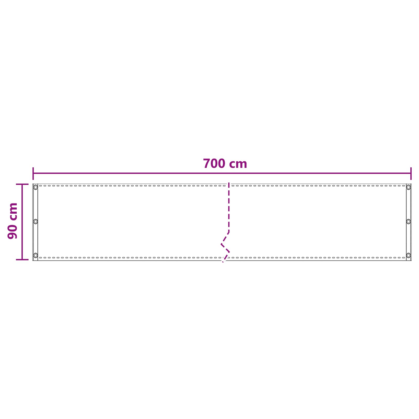 Balkon Scherm Wit 90 x 700 cm HDPE en Aluminium