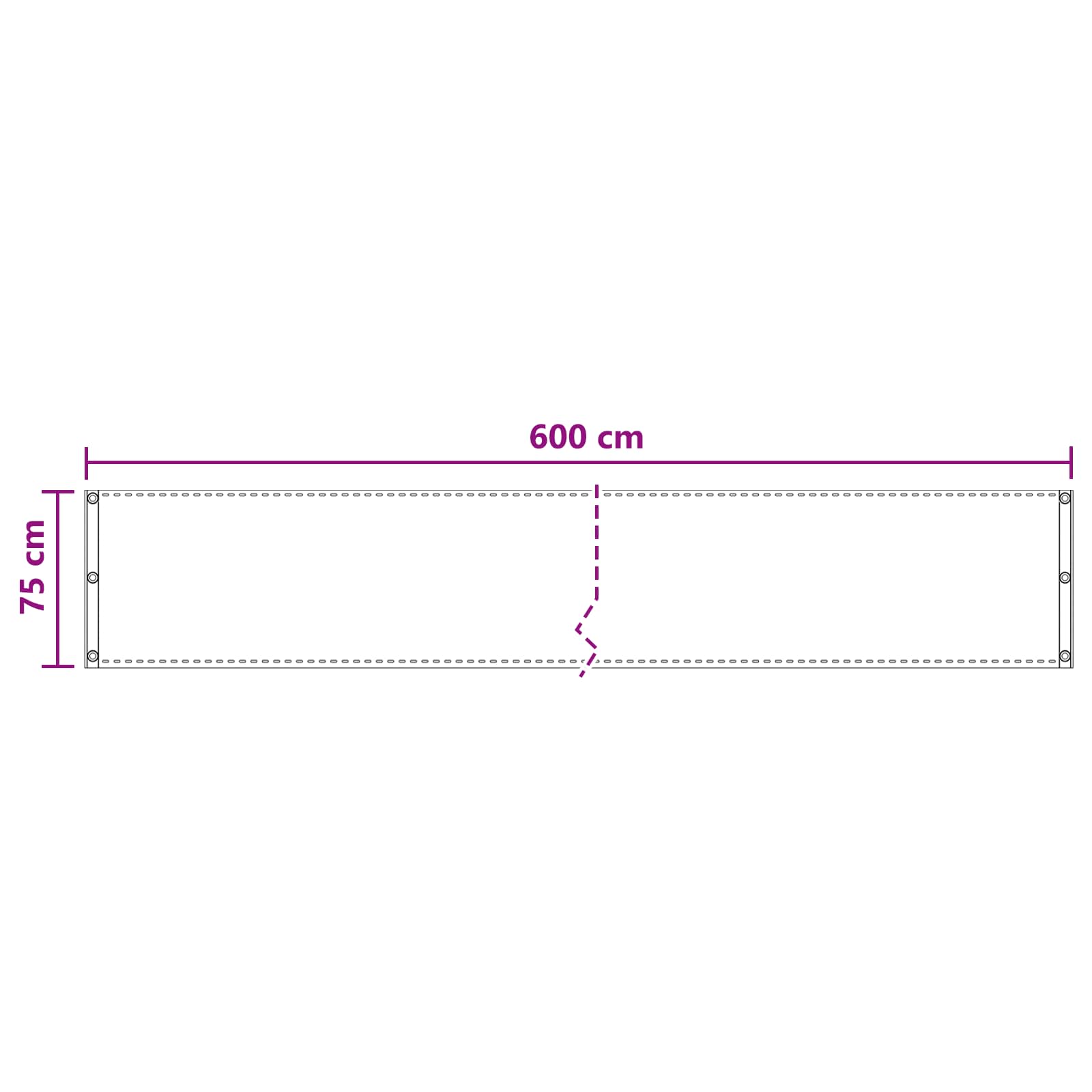 Balkon Scherm Zand 75 x 600 cm HDPE en Aluminium