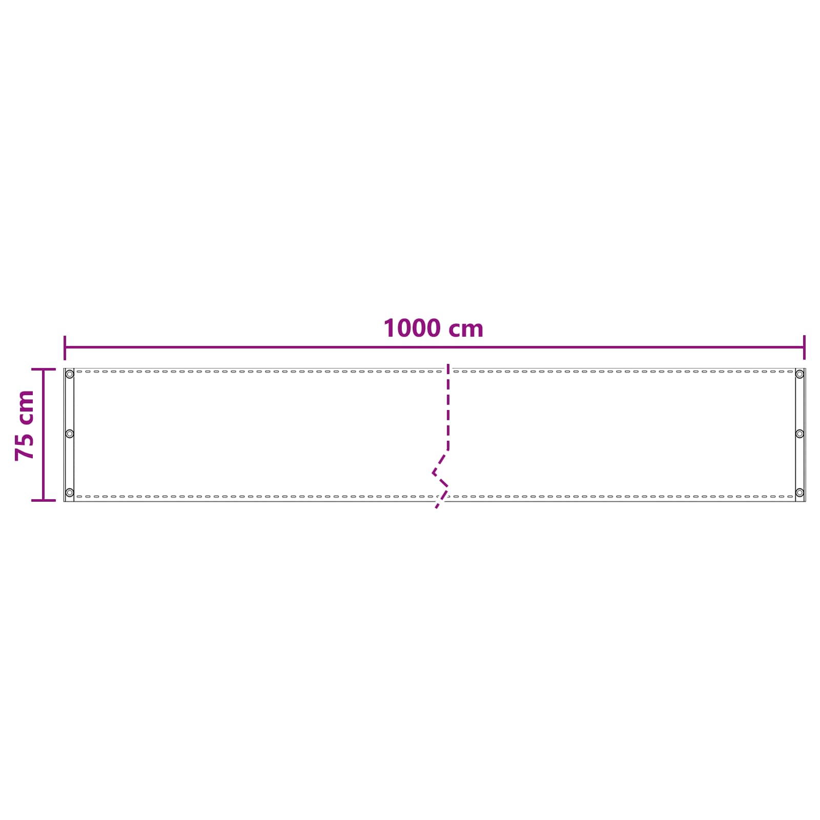 Balkon Scherm Zand 75 x 1000 cm HDPE en Aluminium