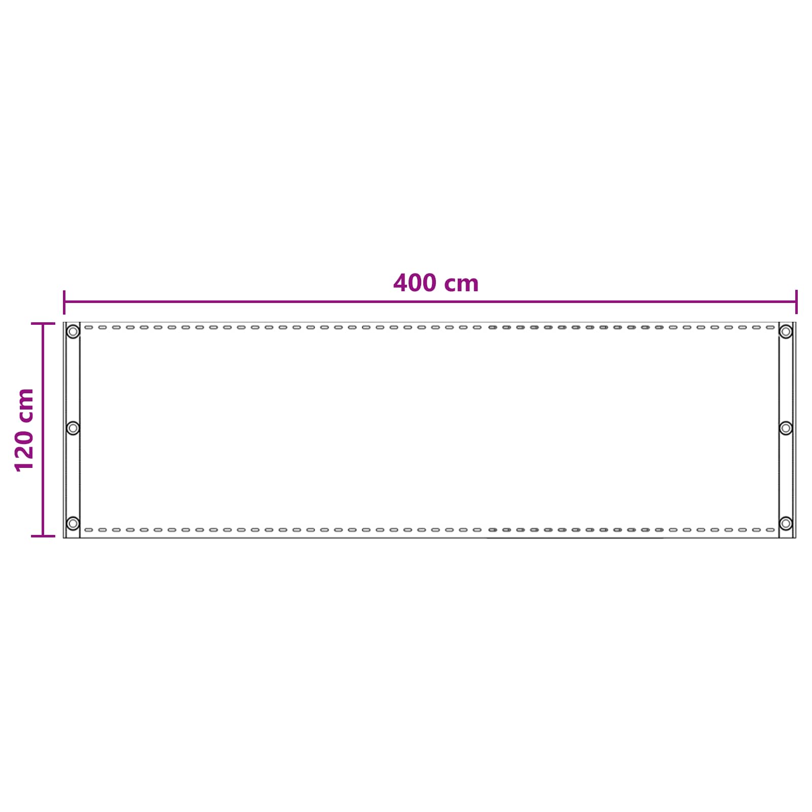 Balkon Scherm Zand 120 x 400 cm HDPE en Aluminium