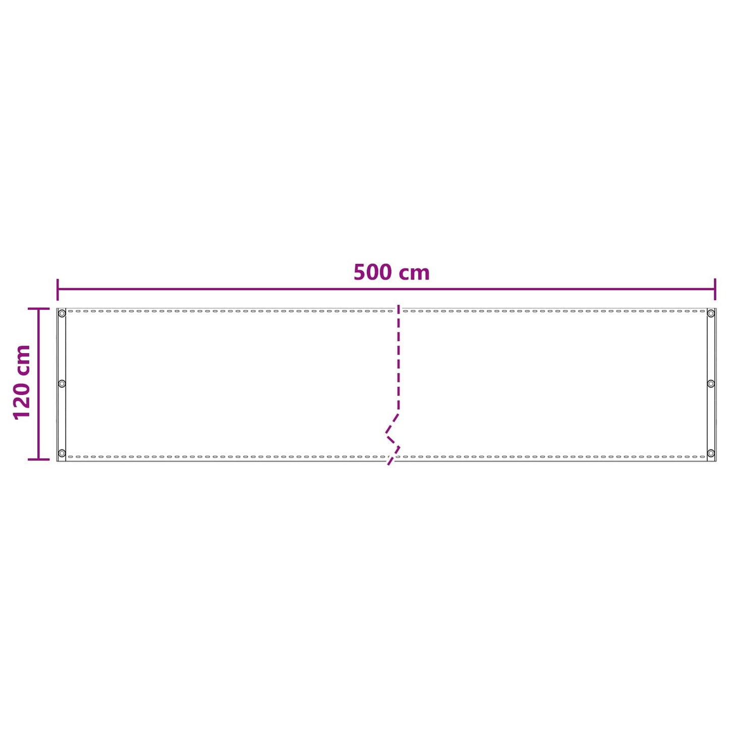 Balkon Scherm Zand 120 x 500 cm HDPE en Aluminium