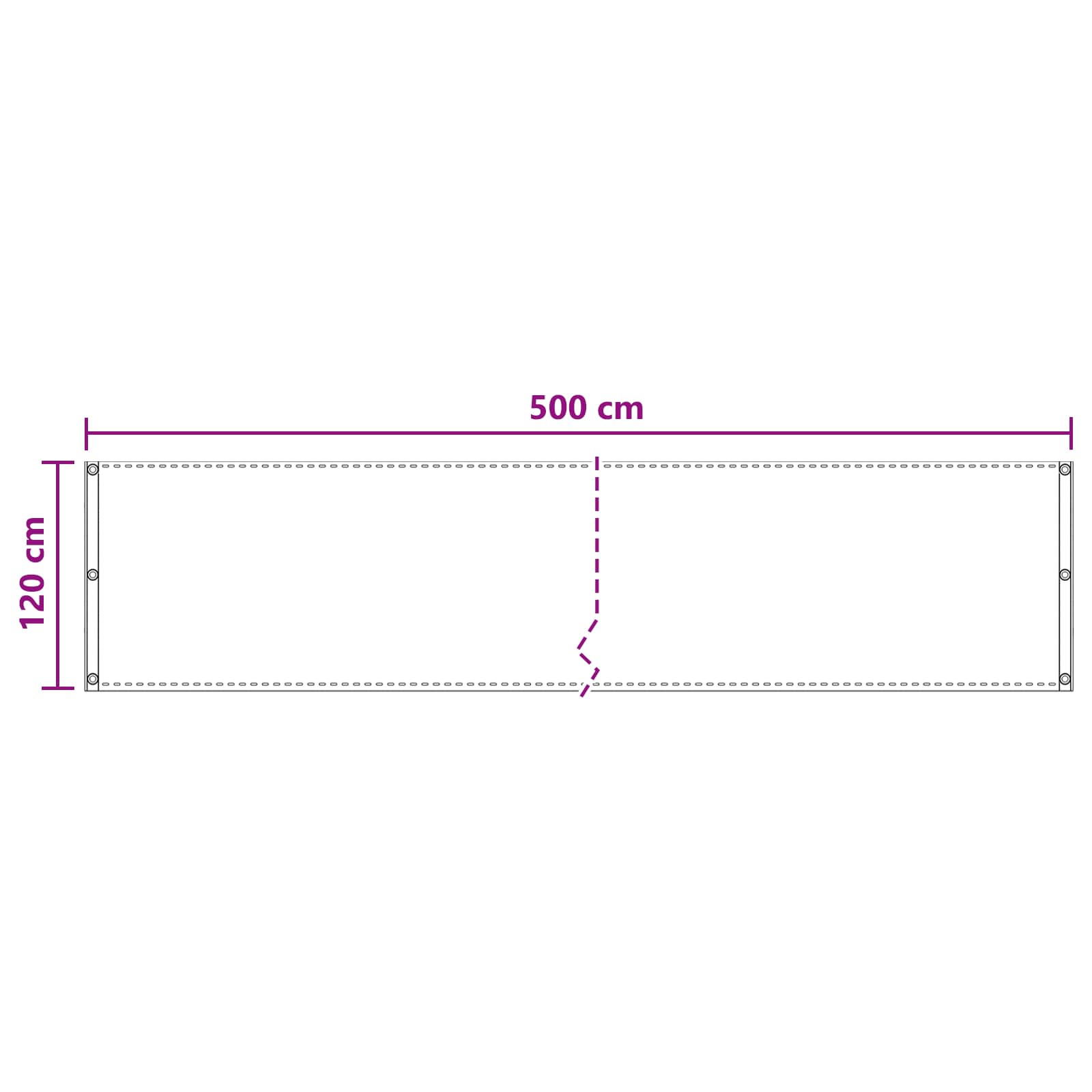 Balkon Scherm Zand 120 x 500 cm HDPE en Aluminium