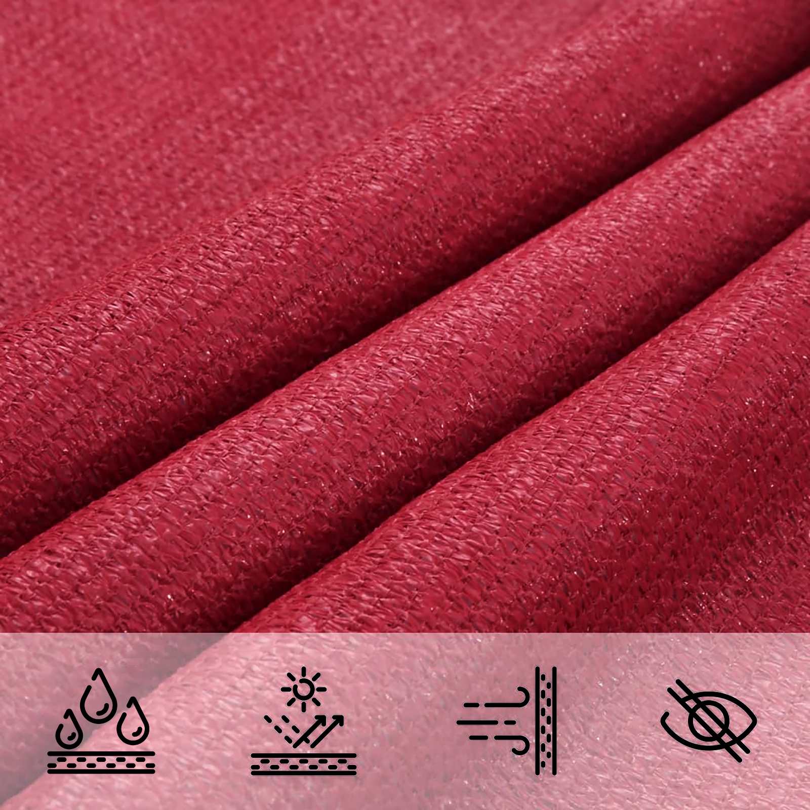 Zonneschaduwzeil Rood 2 x 2 x 2 m HDPE