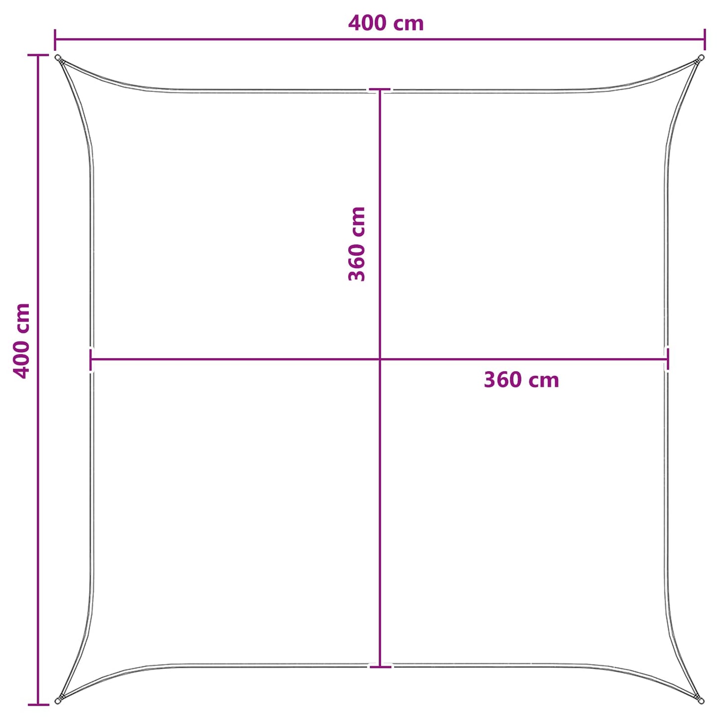 Zonneschaduwzeil Antraciet en Wit 4 x 4 m HDPE