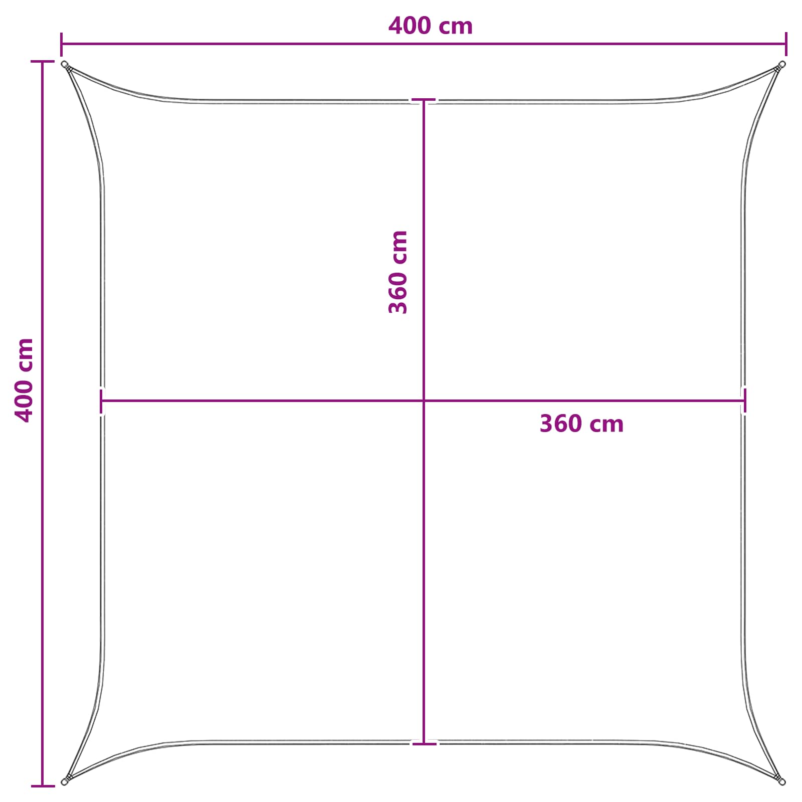 Zonneschaduwzeil Antraciet en Wit 4 x 4 m HDPE