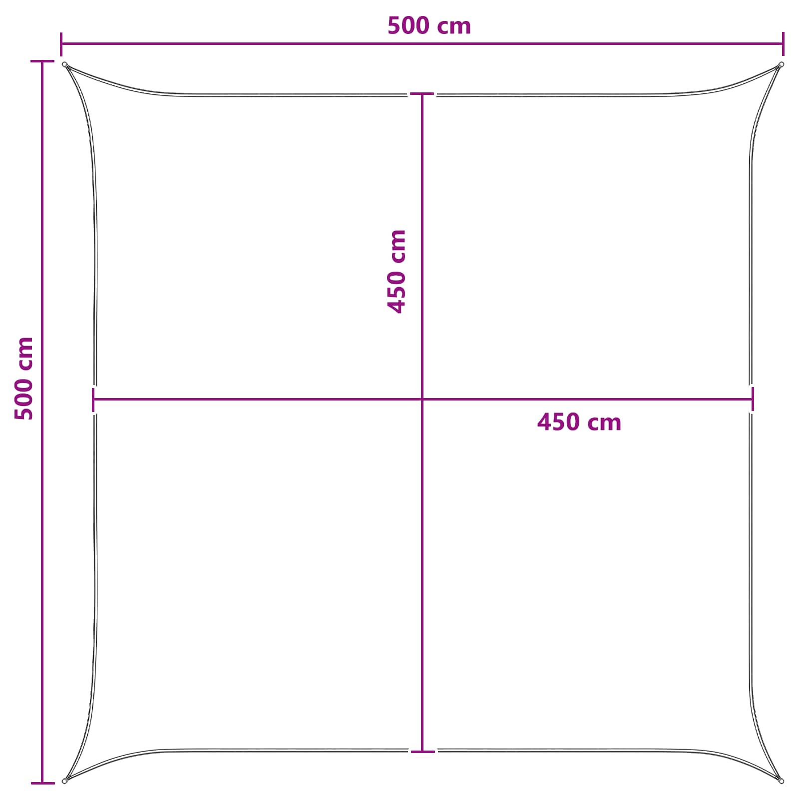 Zonneschaduwzeil Antraciet en Wit 5 x 5 m HDPE