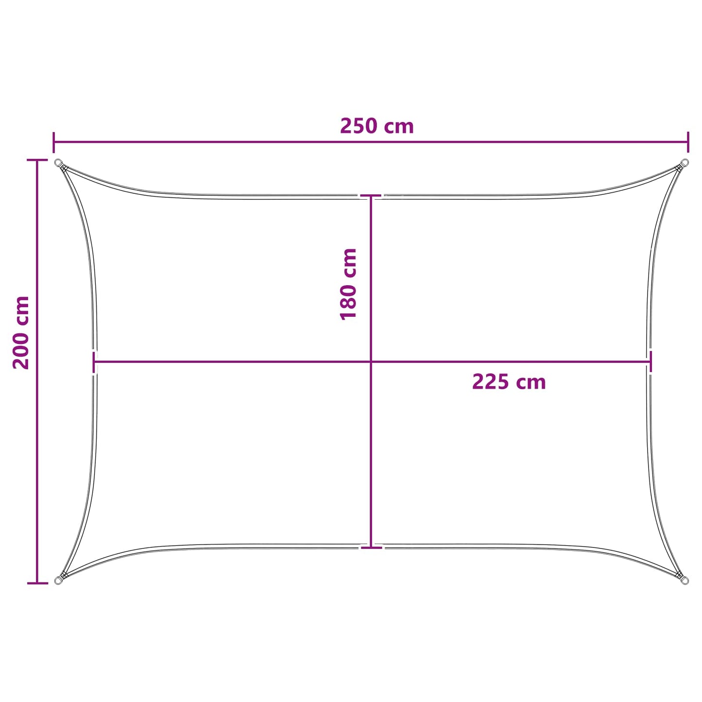 Zonneschaduwzeil Antraciet en Wit 2 x 2,5 m HDPE