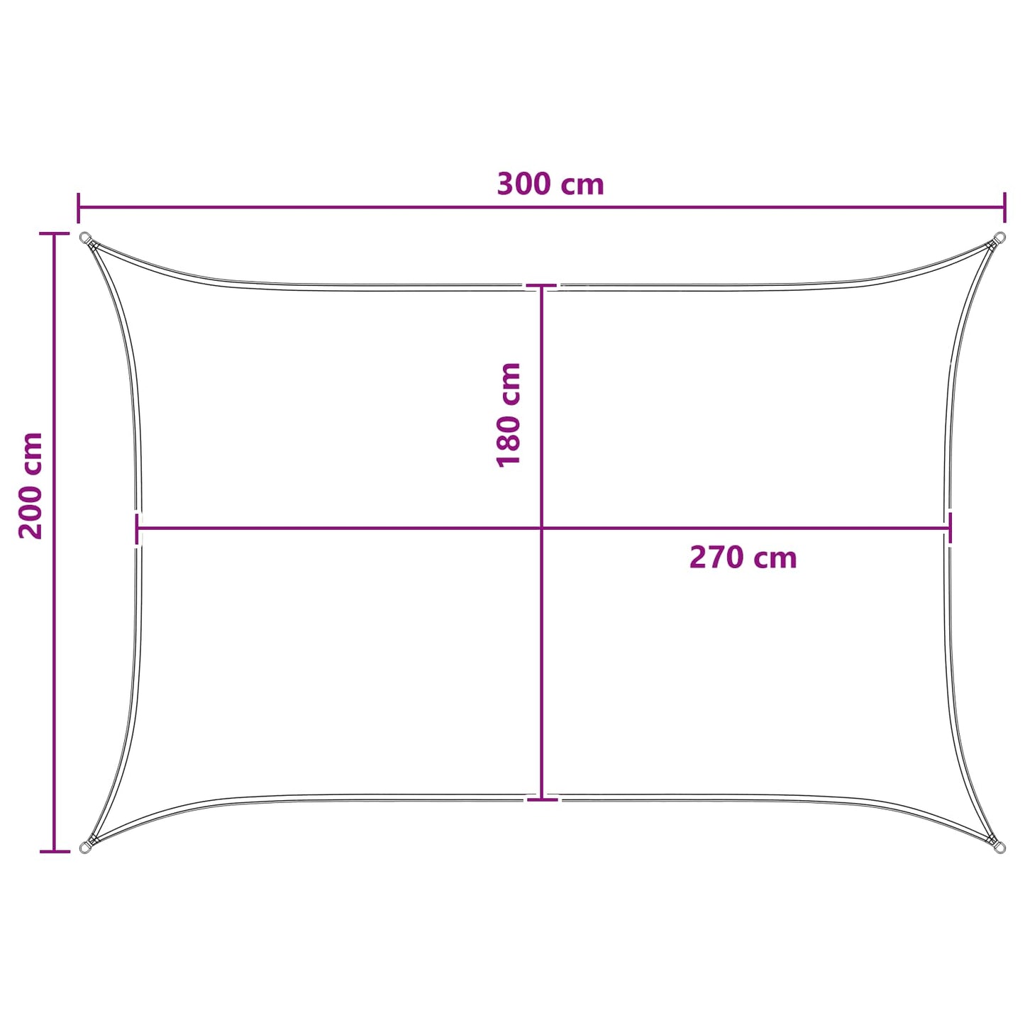 Zonneschaduwzeil Antraciet en Wit 2 x 3 m HDPE