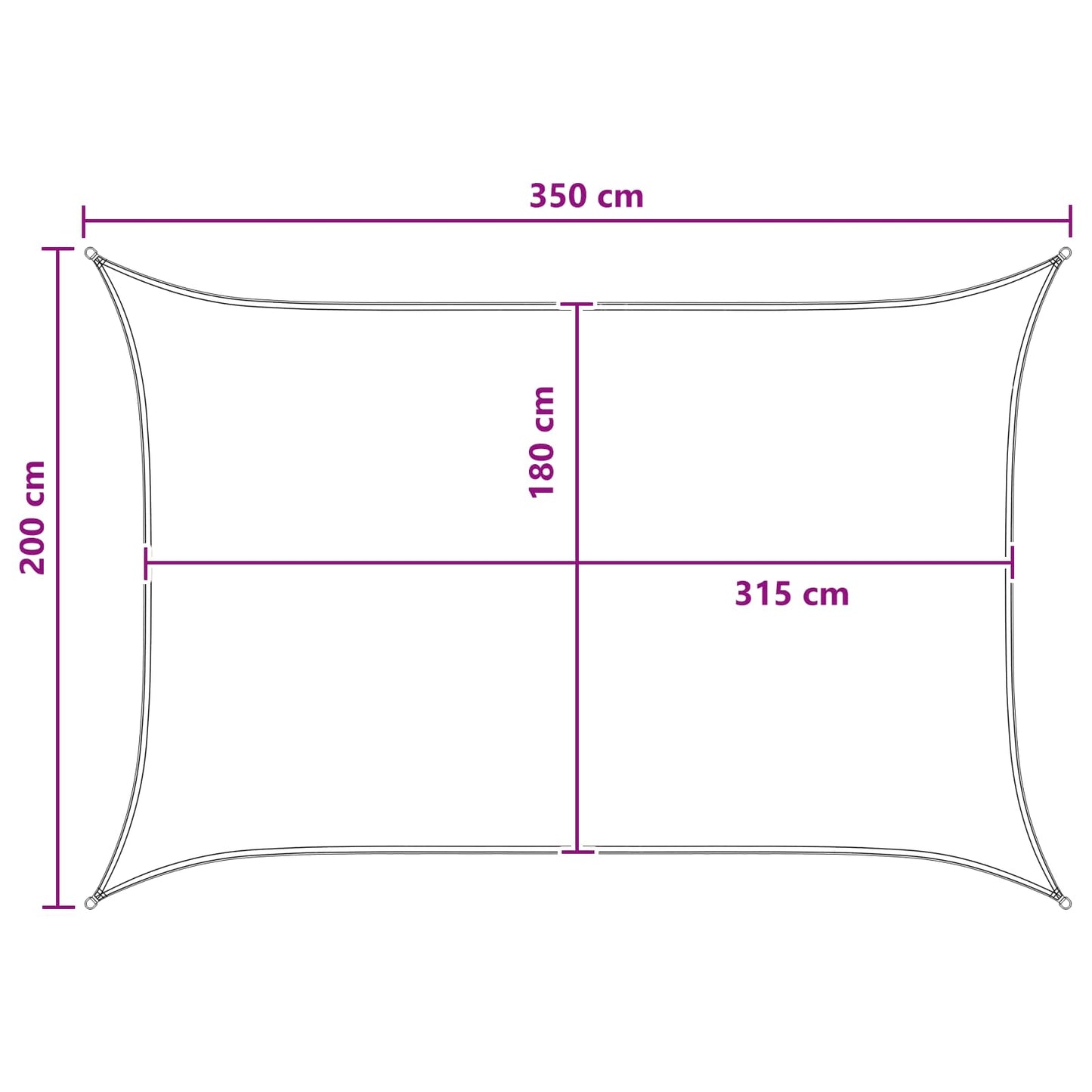 Zonneschaduwzeil Antraciet en Wit 2 x 3,5 m HDPE