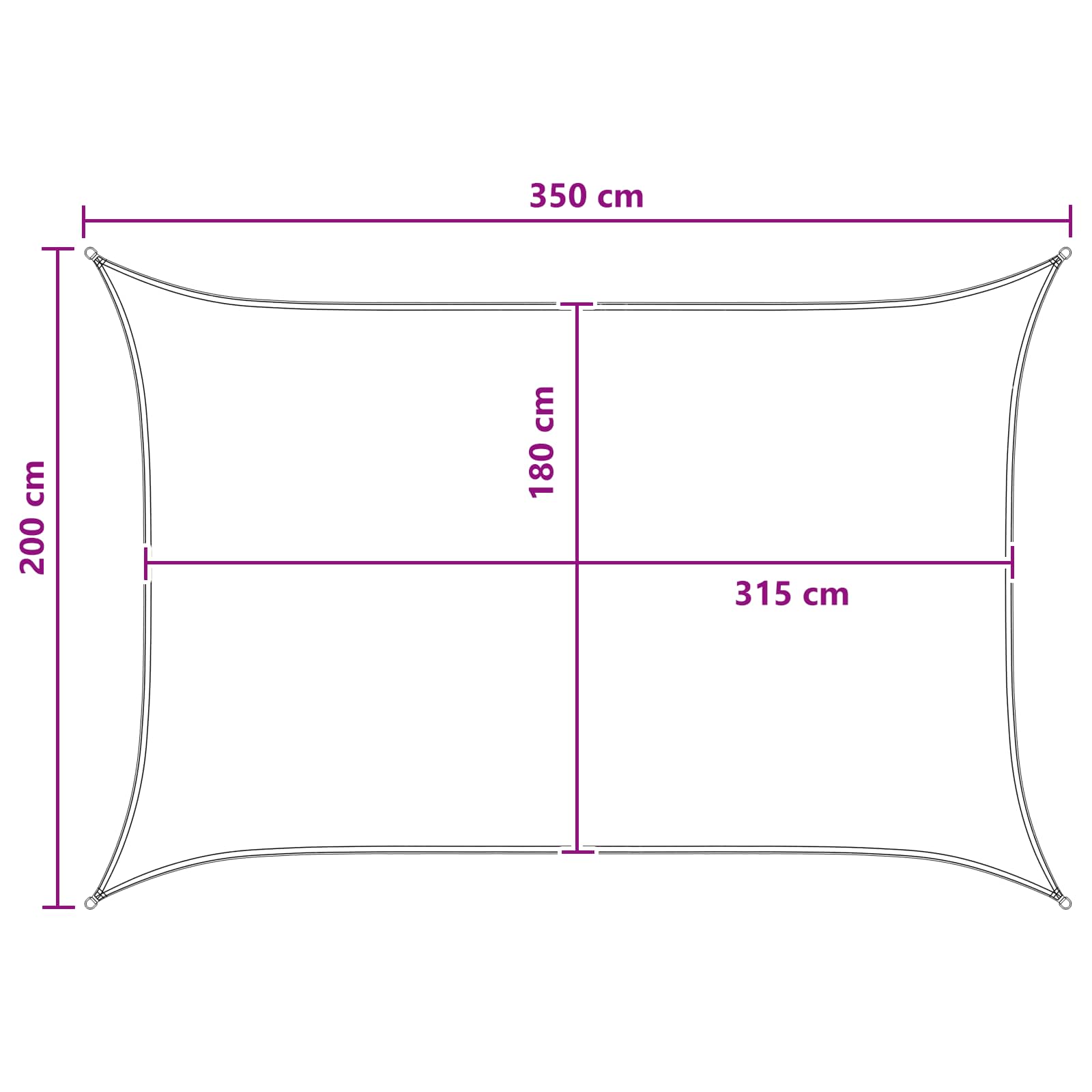 Zonneschaduwzeil Antraciet en Wit 2 x 3,5 m HDPE