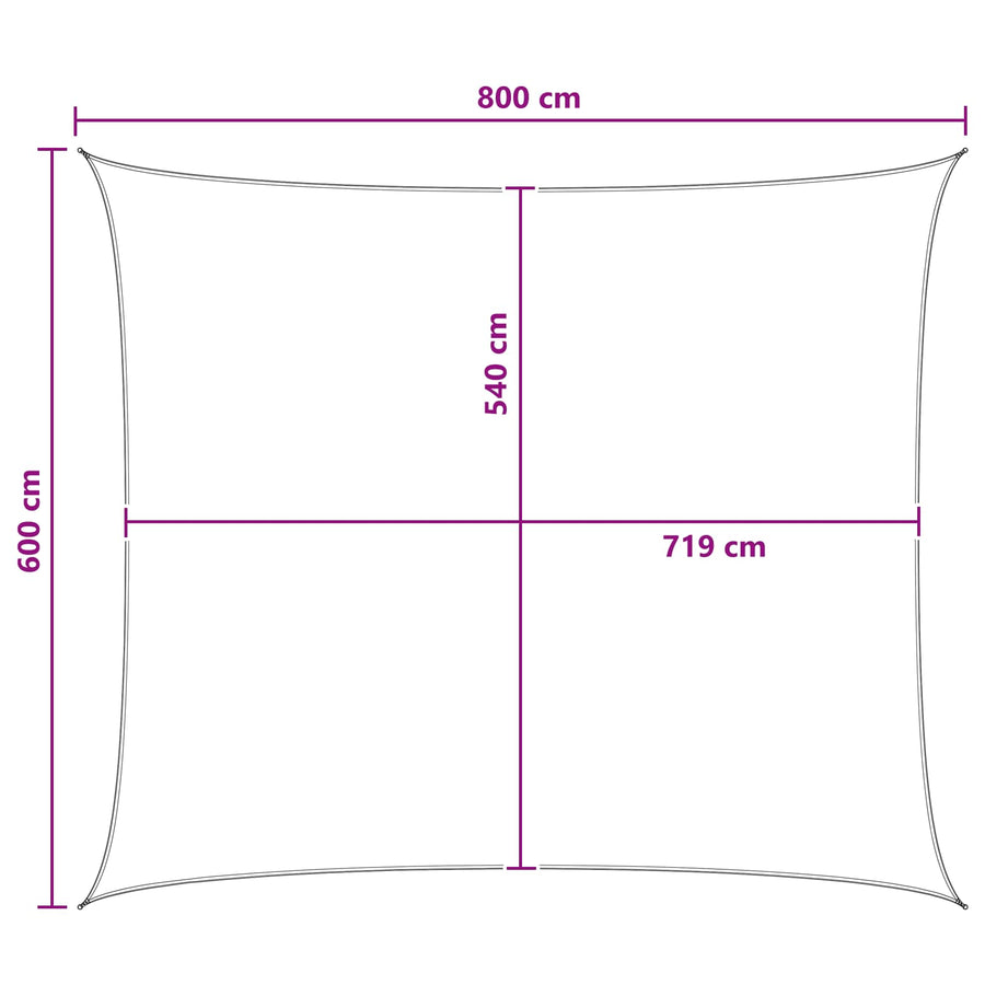 Zonneschaduwzeil Antraciet en Wit 6 x 8 m HDPE
