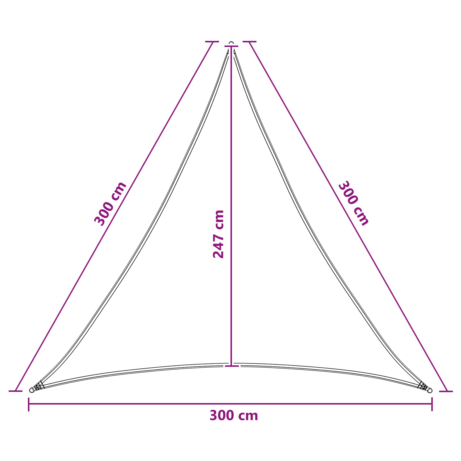 Zonneschaduwzeil 3 x 3 x 3 m HDPE